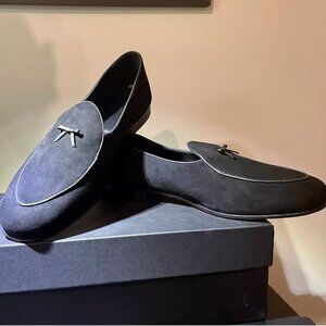 Belgian Loafer Black Suede Red Bottom Pre-Owned (Size 15EE)